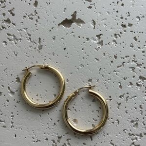 14k YELLOW GOLD Hollow Hoop Earrings